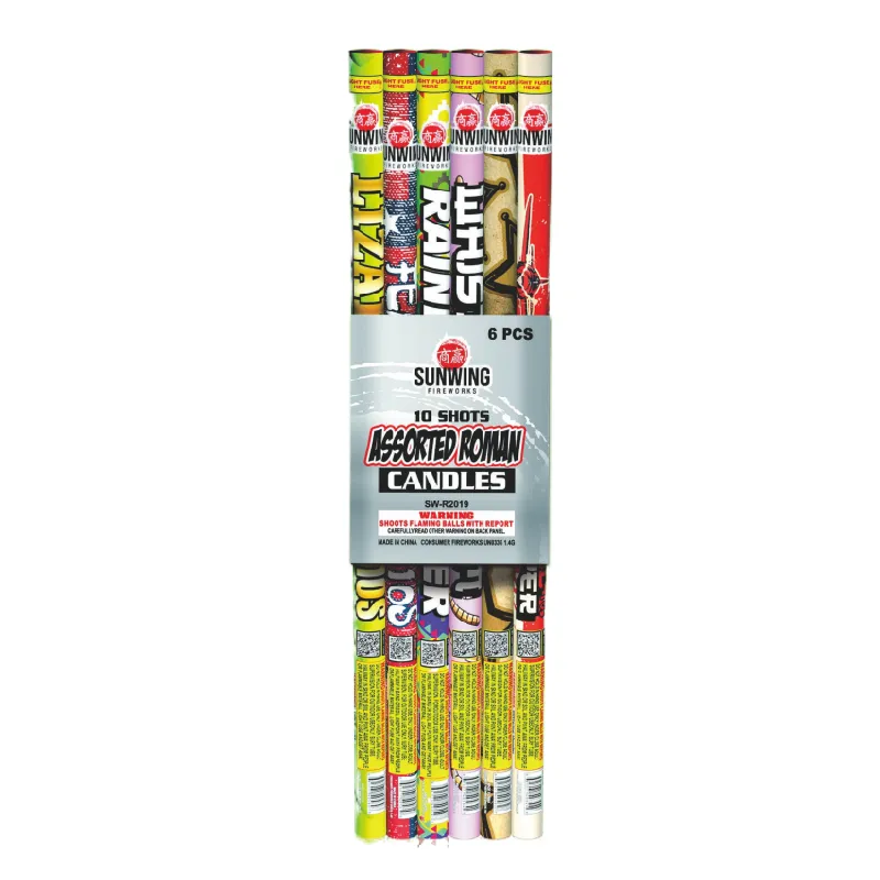 10 SHOTS AOSSRTED ROMAN CANDLES